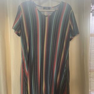 Lucky & Blessed T-Shirt Dress, Multi Colored, Pockets, Size Small